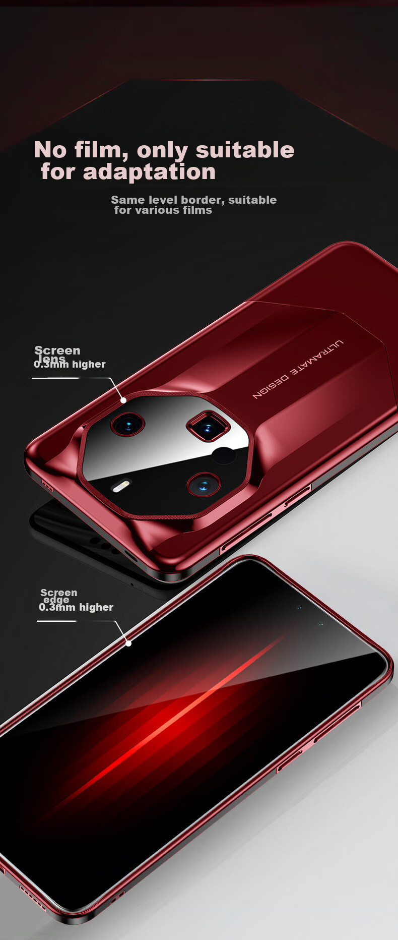 Чехол для Huawei Mate 60 RS, IM-CHEN, металлический, с защитой объектива, бизнес-стиль, красный
