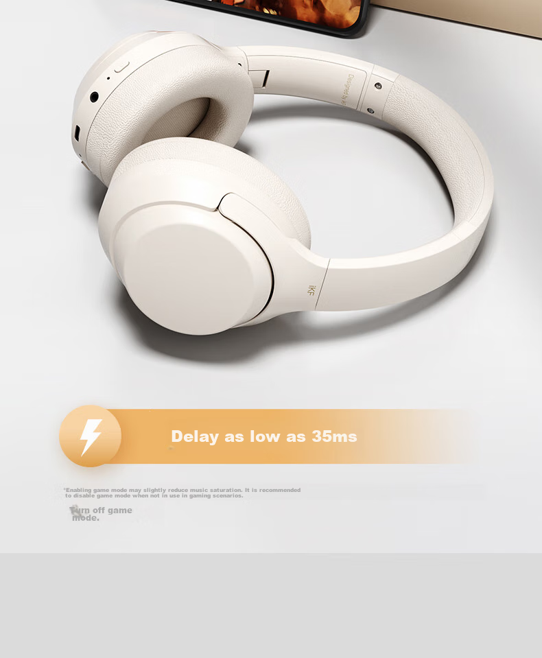 Беспроводные накладные наушники iKF T1 Pro с пространственным звуком, Hi-Fi аудио, Bluetooth 5.4, шумоподавление, белый