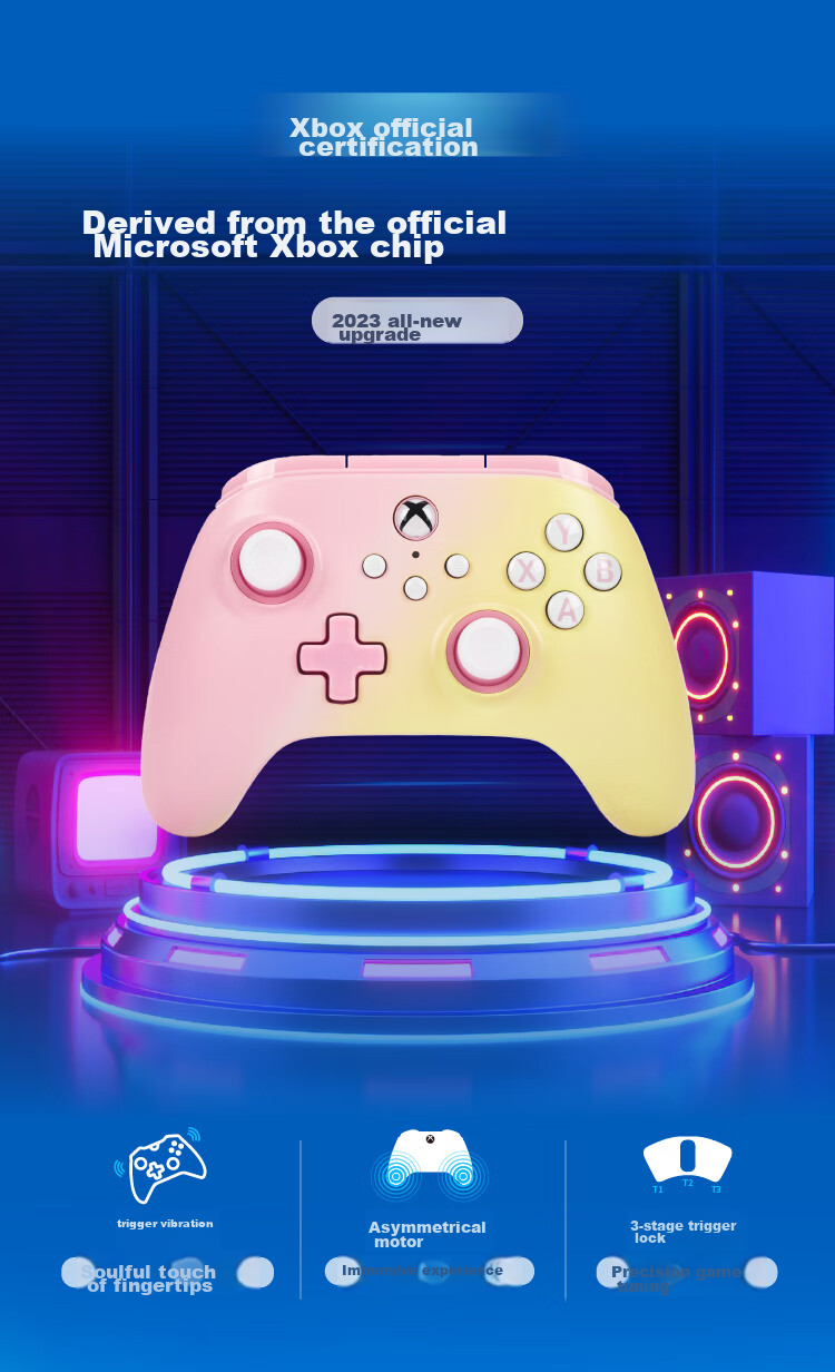 Геймпад PowerA для Xbox Series X|S, PC, Steam, проводной, Pink Lemon