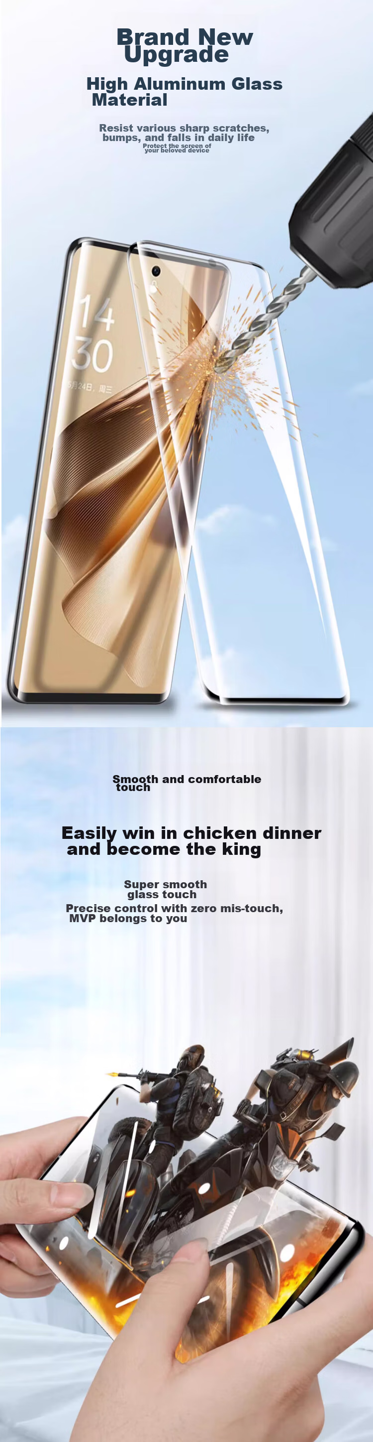 Защитное стекло MAIKUQI для OPPO Reno10/10Pro/10Pro+, противоударное, антибликовое, 1 шт.