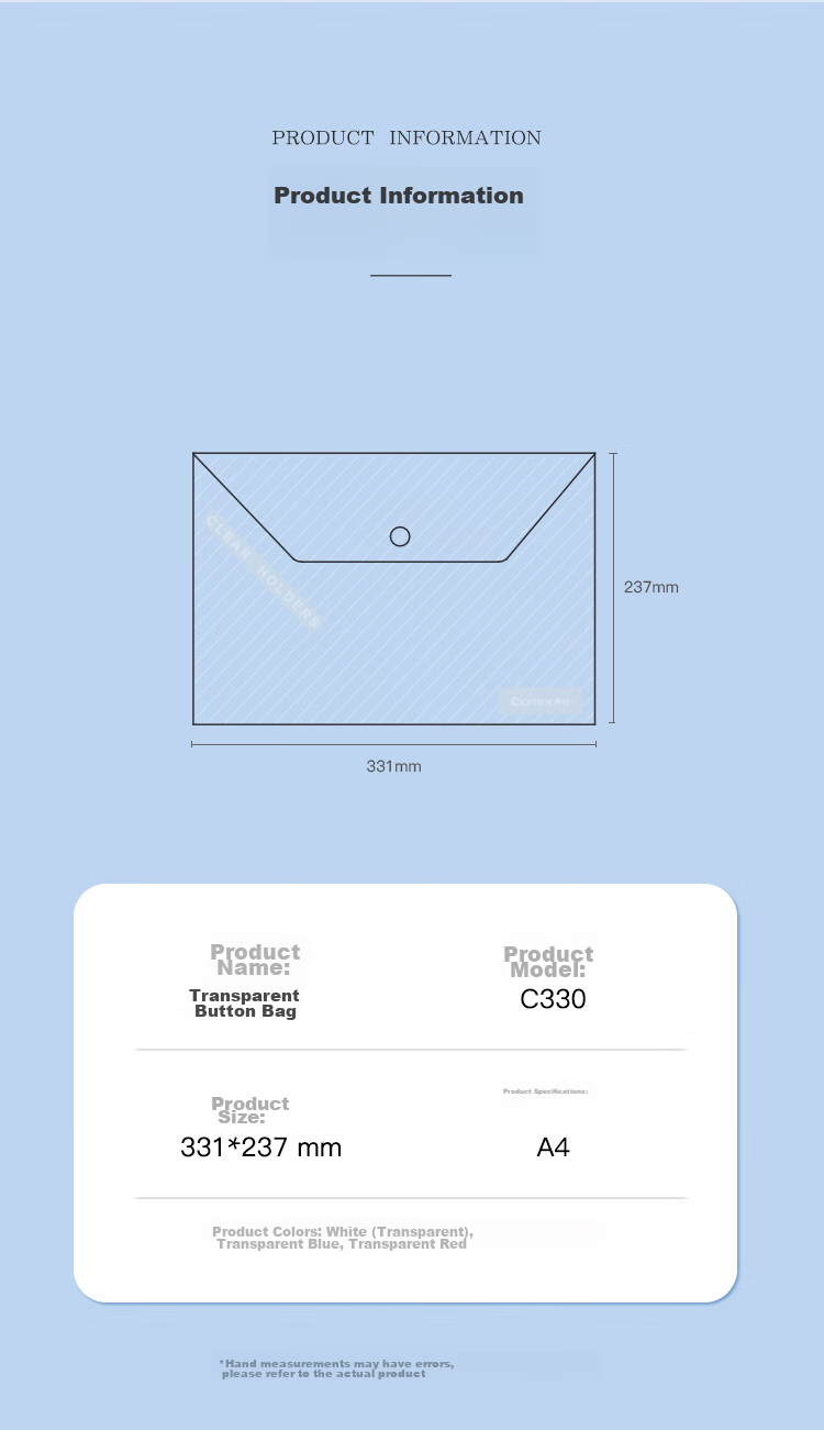 Папка-регистратор COMIX EA330, прозрачная, для документов А4, 10 шт.