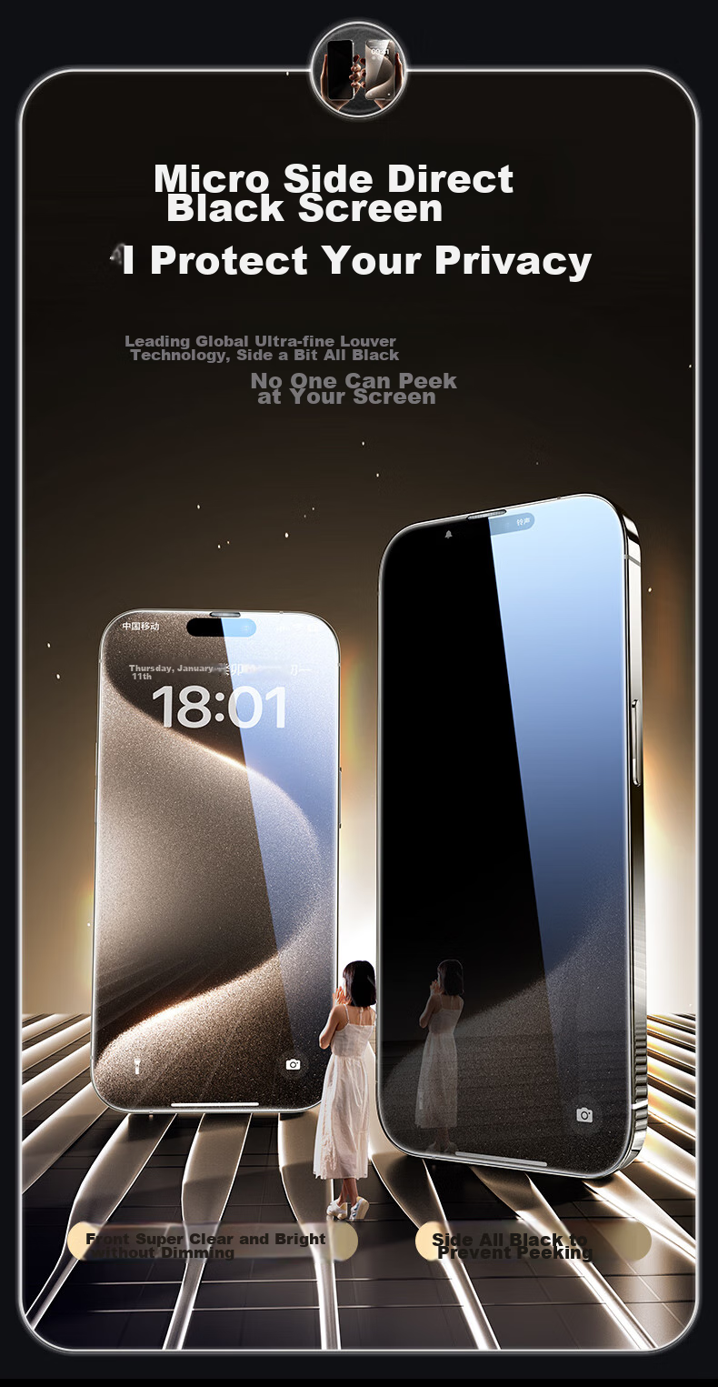 Защитное стекло для экрана DIVI Corning Privacy Screen Protector (2 шт.) для Apple iPhone 14 Pro Max, антибликовое, антипесковое, полное покрытие, защита конфиденциальности, простота установки, защита от отпечатков пальцев, установка без пыли