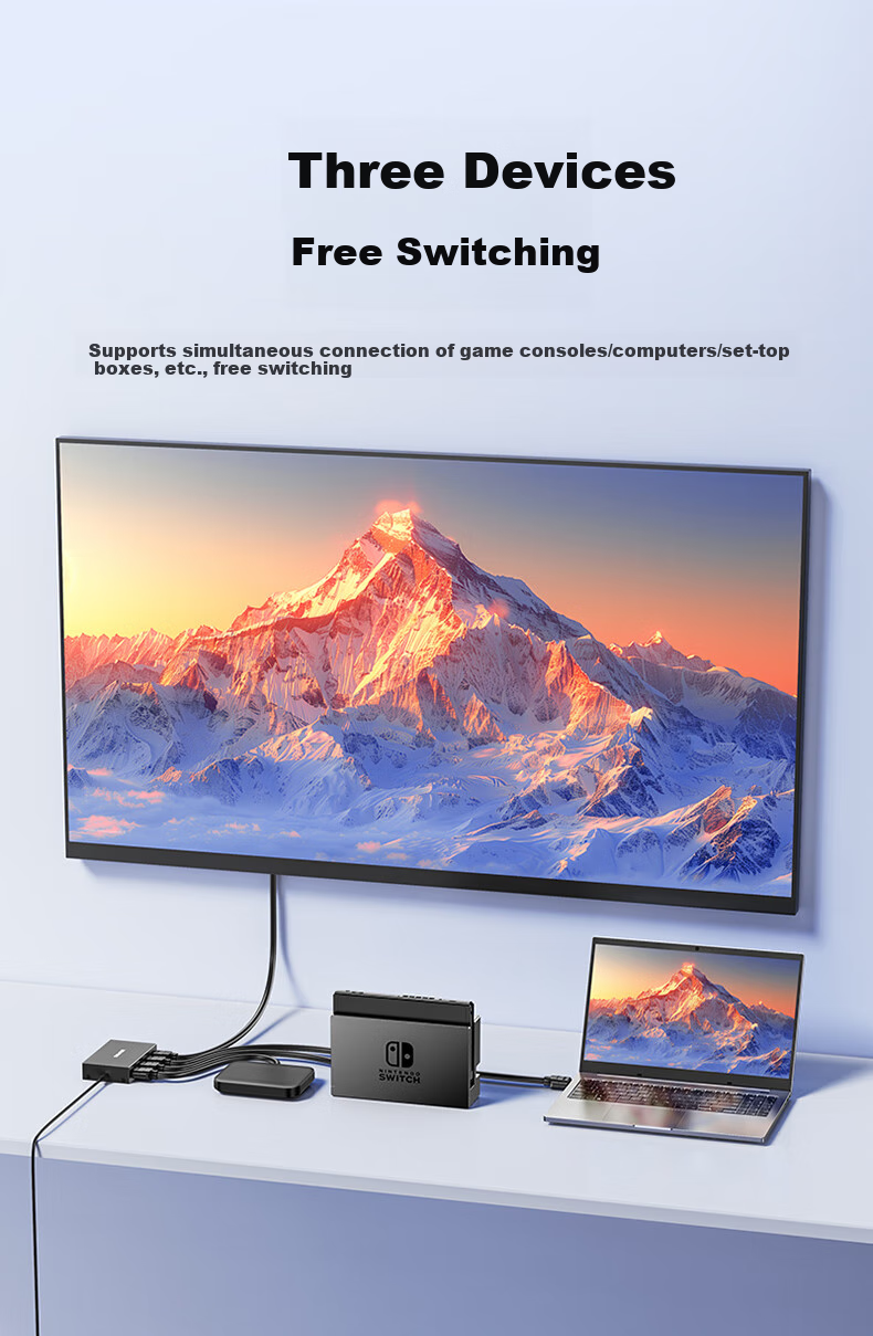 HDMI-переключатель SAMZHE QH33, 3 входа 1 выход, 4K HD, для компьютера, ТВ-приставки к монитору, проектору