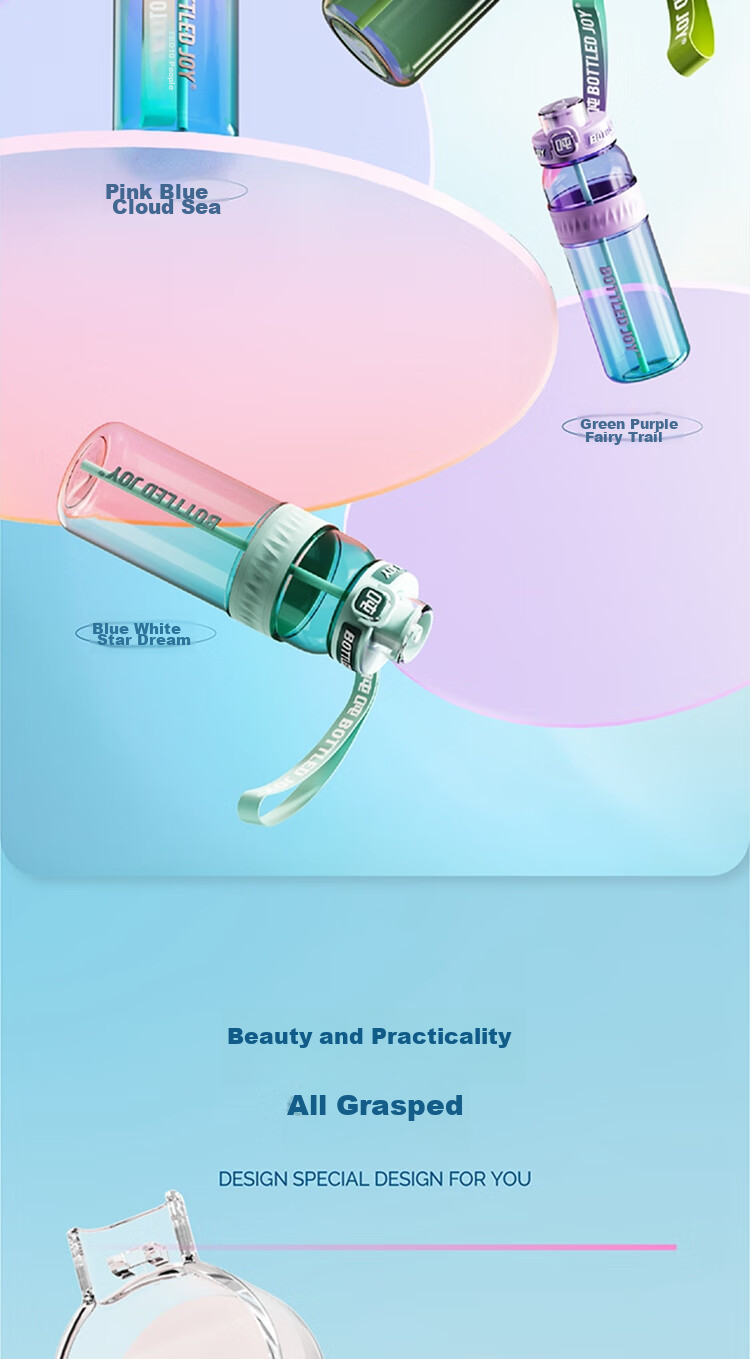 Бутылка для воды BOTTLED JOY Dundun Limited Edition, большая емкость, термостойкая, с лямкой, 750 мл, Зеленый монстр