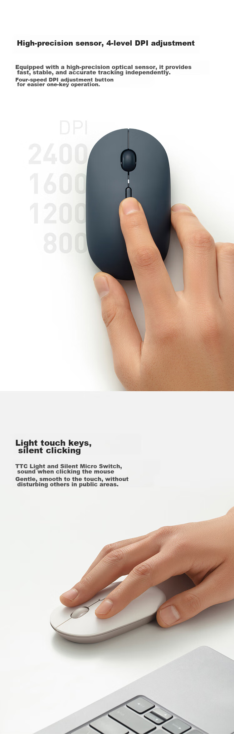 MI Portable Mouse 3, беспроводная мышь 2.4ГГц + Bluetooth, золотистый