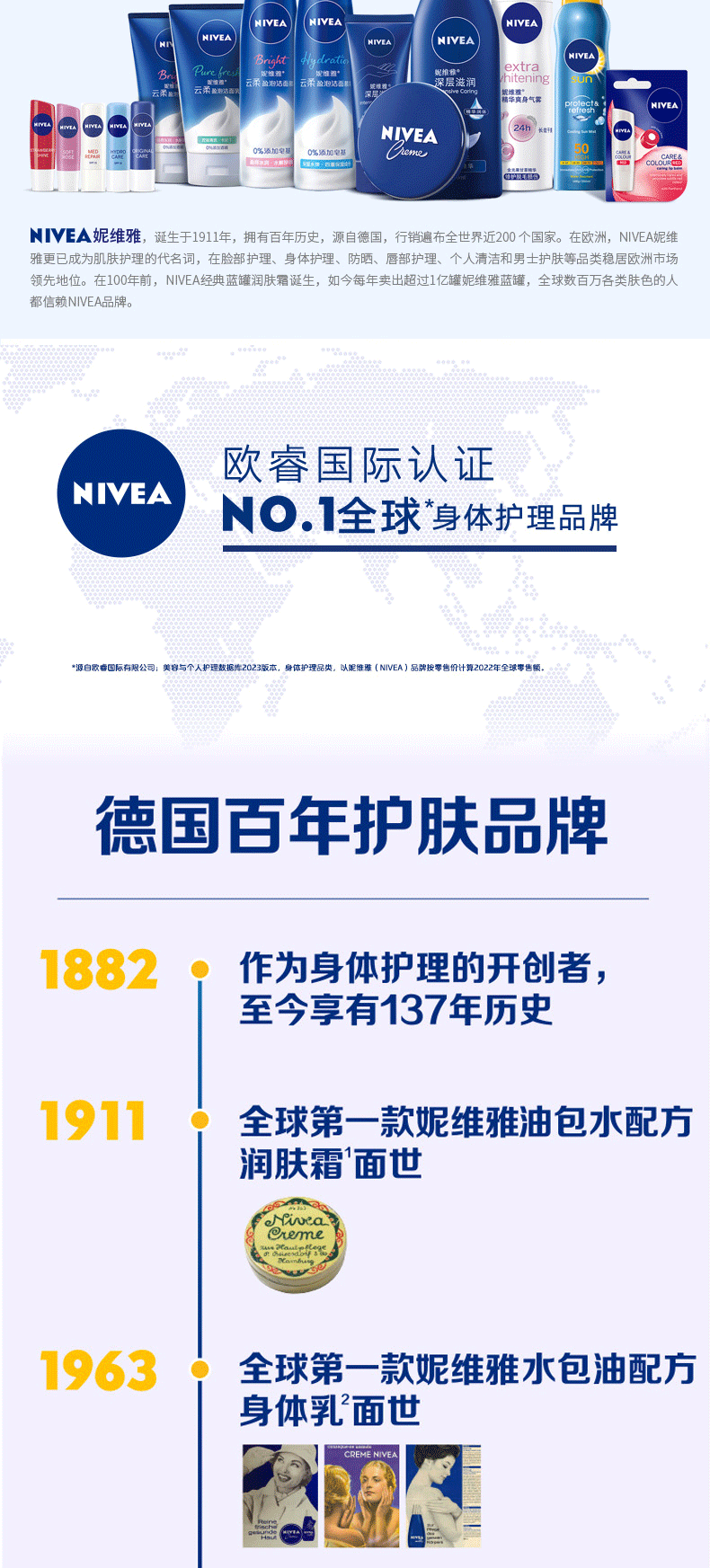 妮维雅（NIVEA）蓝罐多效润肤霜滋润保湿补水乳液面霜150ml 一罐多用 精华滋养