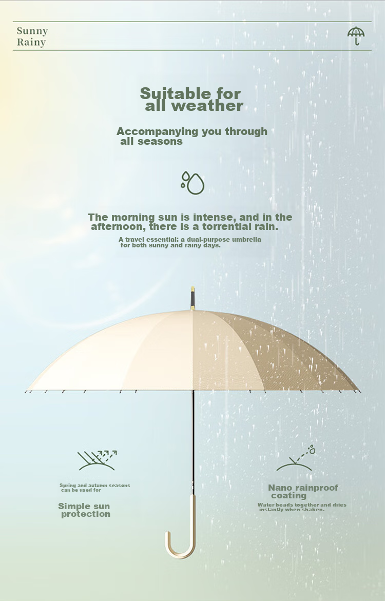 Tianwei Umbrella, ветрозащитный и водонепроницаемый, зонт с длинной ручкой, 16 спиц, полуавтоматический усиленный прямой стержень, настраиваемый