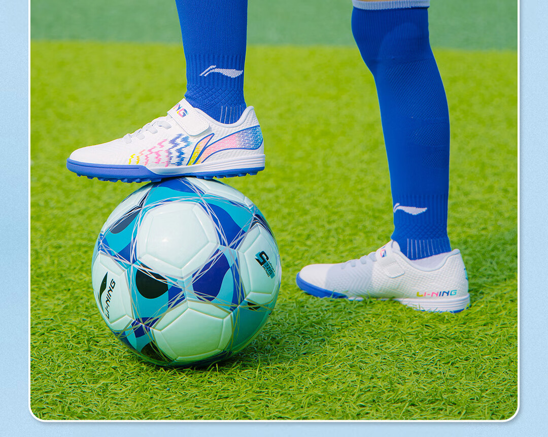 Детские бутсы Li-Ning для футбола, размер 33, для искусственного газона, профессиональные, дышащие, синие