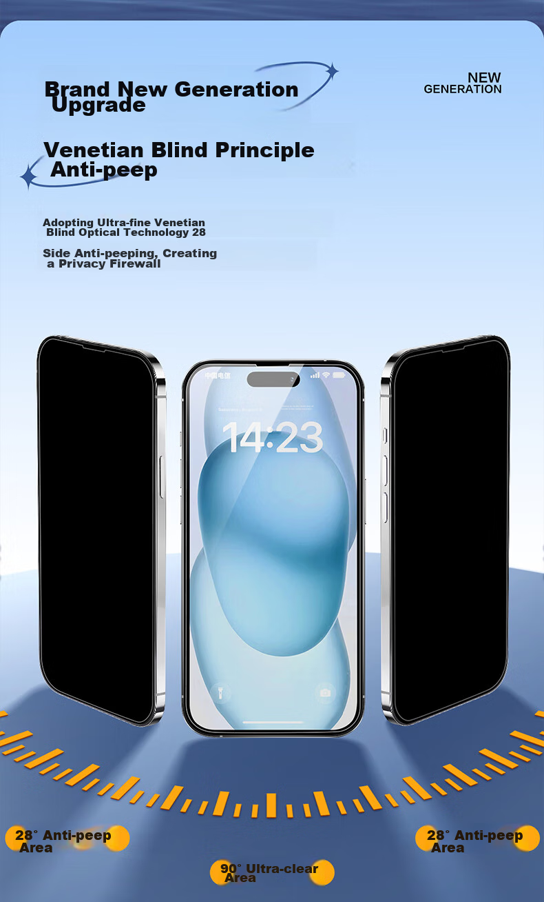 Защитное стекло PISEN для iPhone 16/15, противоударное, с защитой от отпечатков пальцев и конфиденциальности, прозрачное, 2 шт.