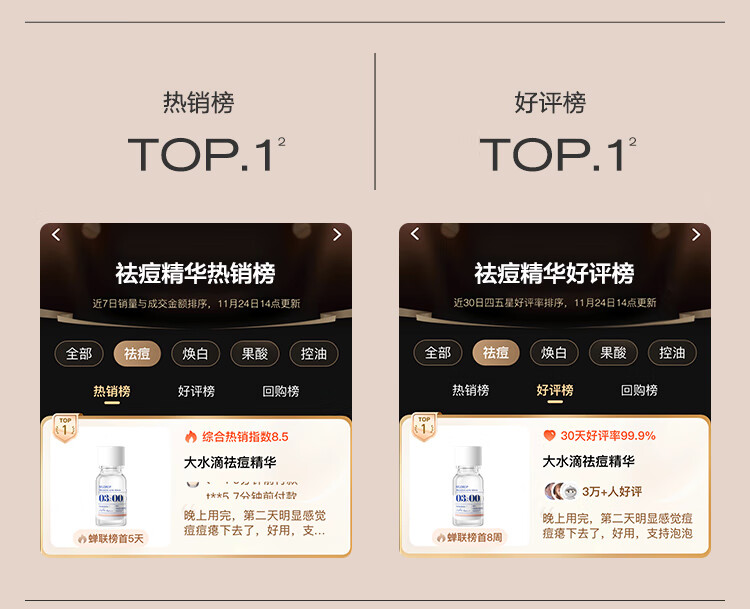 大水滴3点祛痘精华2.0紧急祛痘水杨酸熬夜姨妈痘青春痘男女 10ml*2支