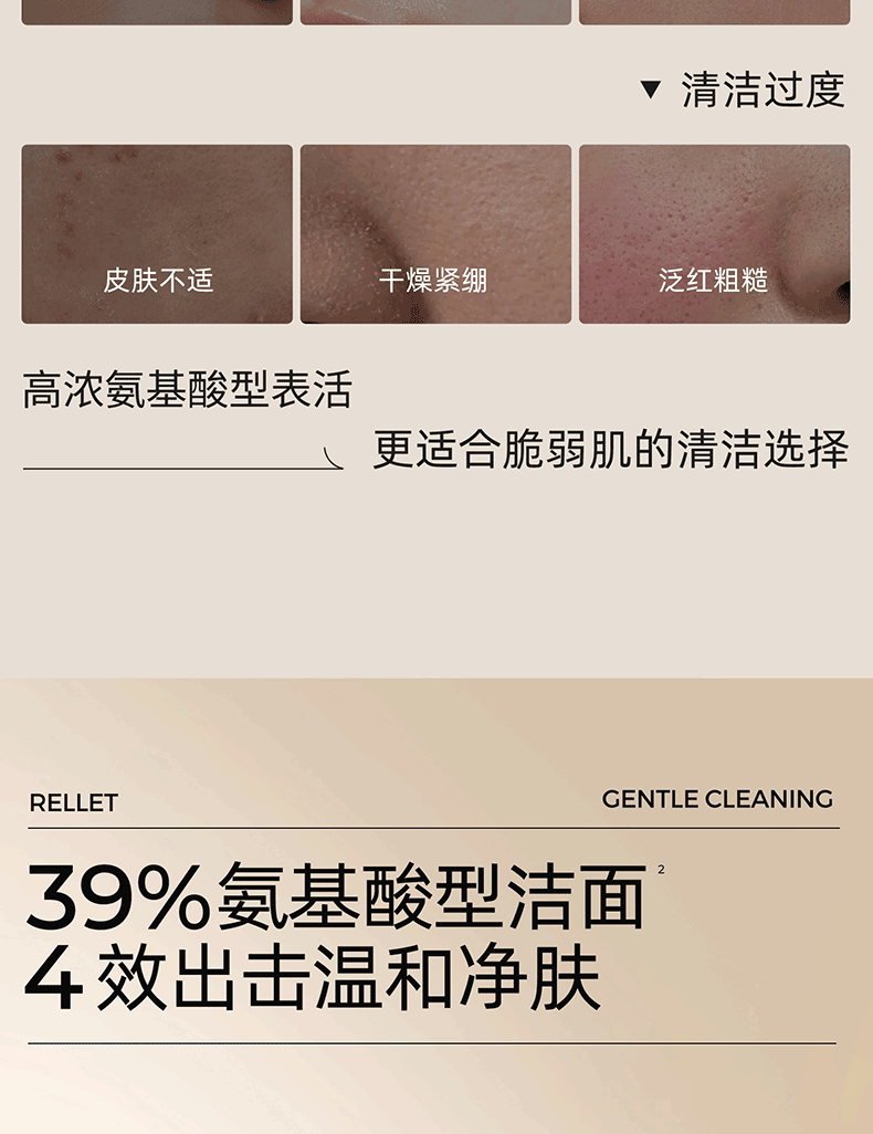 颐莲（RELLET）氨基酸洗面奶深层洁净温和清润净颜霜200g（2瓶装）