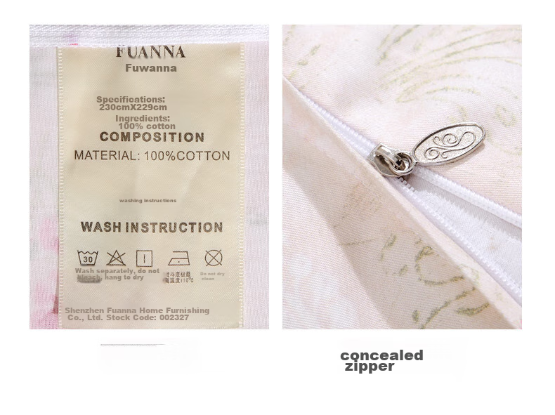 Комплект постельного белья FUANNA Home Textiles, 100% хлопок, 4 предмета, стиль "Пастораль", размер "1.5-метр", цветочный принт, розовый