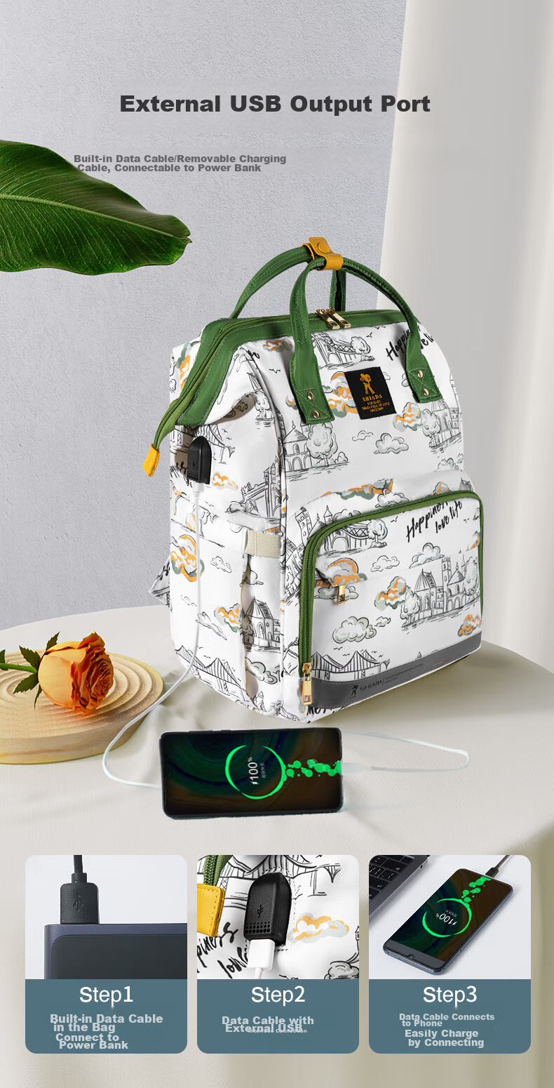 Рюкзак для мамы Xinandai Mimi Bag, вместительный, многофункциональный, для путешествий, легкий, удобный, для хранения грудного молока, дизайн "Ветер и пейзаж"