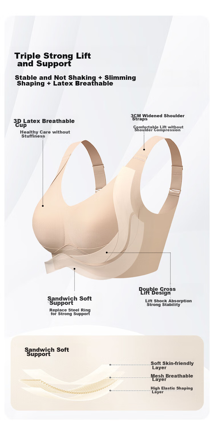 Бюстгальтер GRACEWELL Seamless Double-Lift Bra, бесшовный, минимизирующий объем, с поддержкой, против провисания, без косточек, для женщин, размер XL, черный