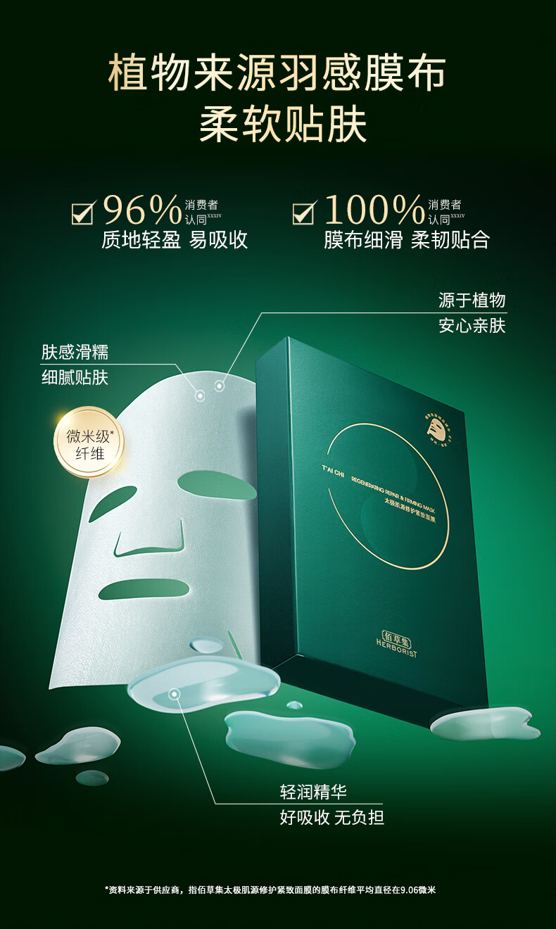 佰草集【太极肌源】啵啵小绿膜修护紧致面膜25ml×6片（保湿补水）