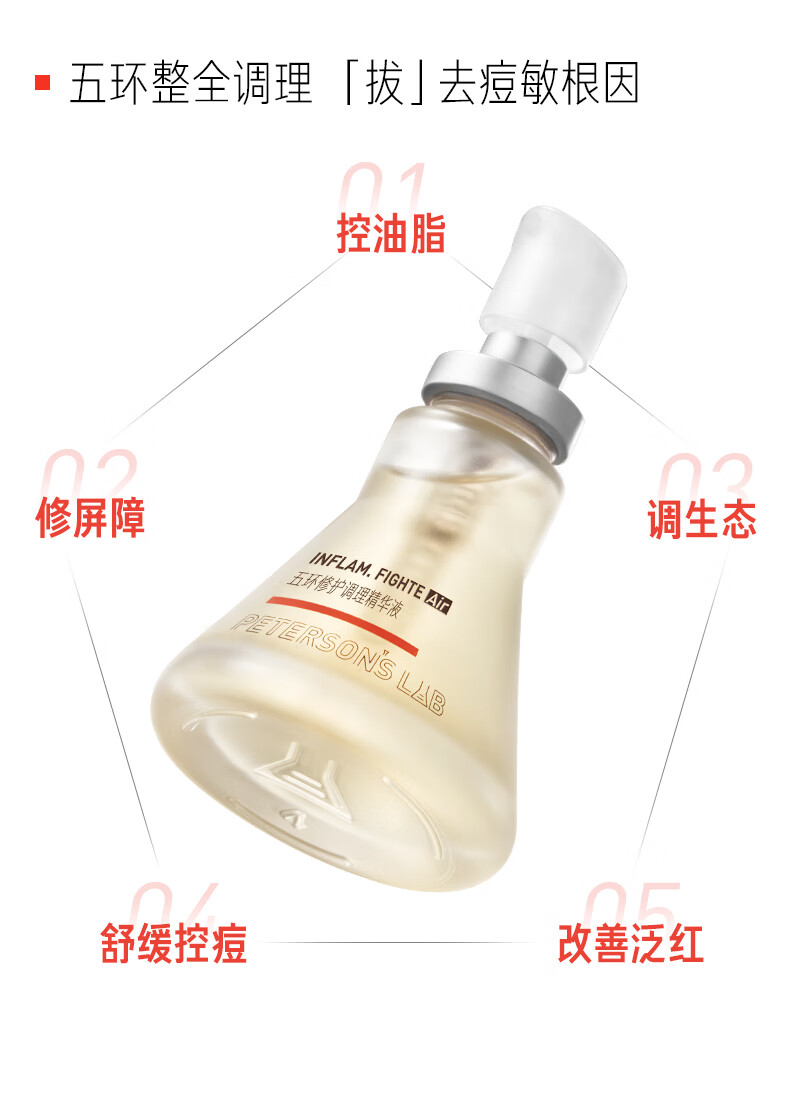 毕生之研五环精华Air30ml 舒缓淡红净痘控油色修精华油敏肌男女护肤