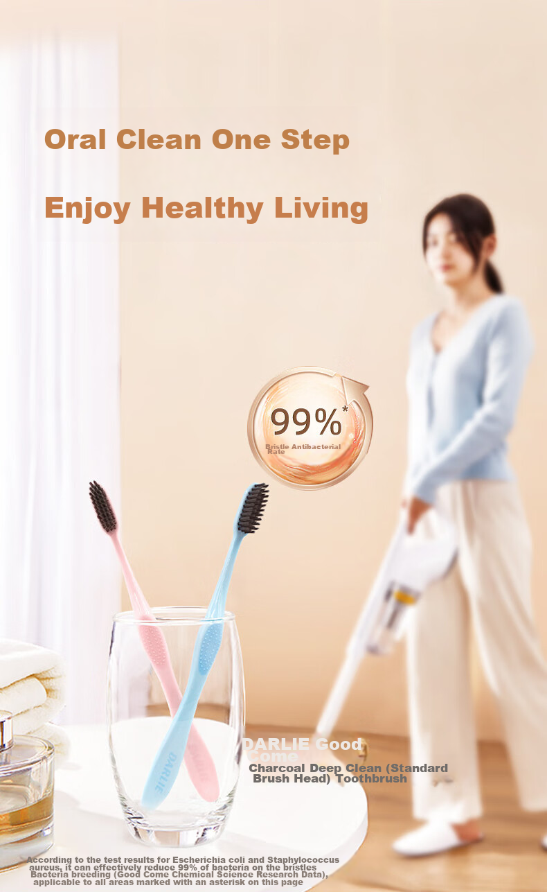 Зубная щетка DARLIE Charcoal Deep Cleaning, импортированный уголь, нано-угольная антибактериальная, 4 шт.
