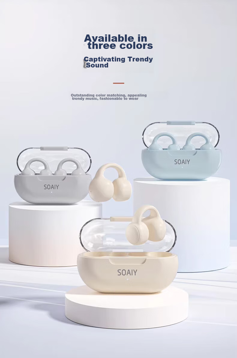 Беспроводные наушники Soaiy GK9 с костной проводимостью, Bluetooth 5.4, спортивные, белые