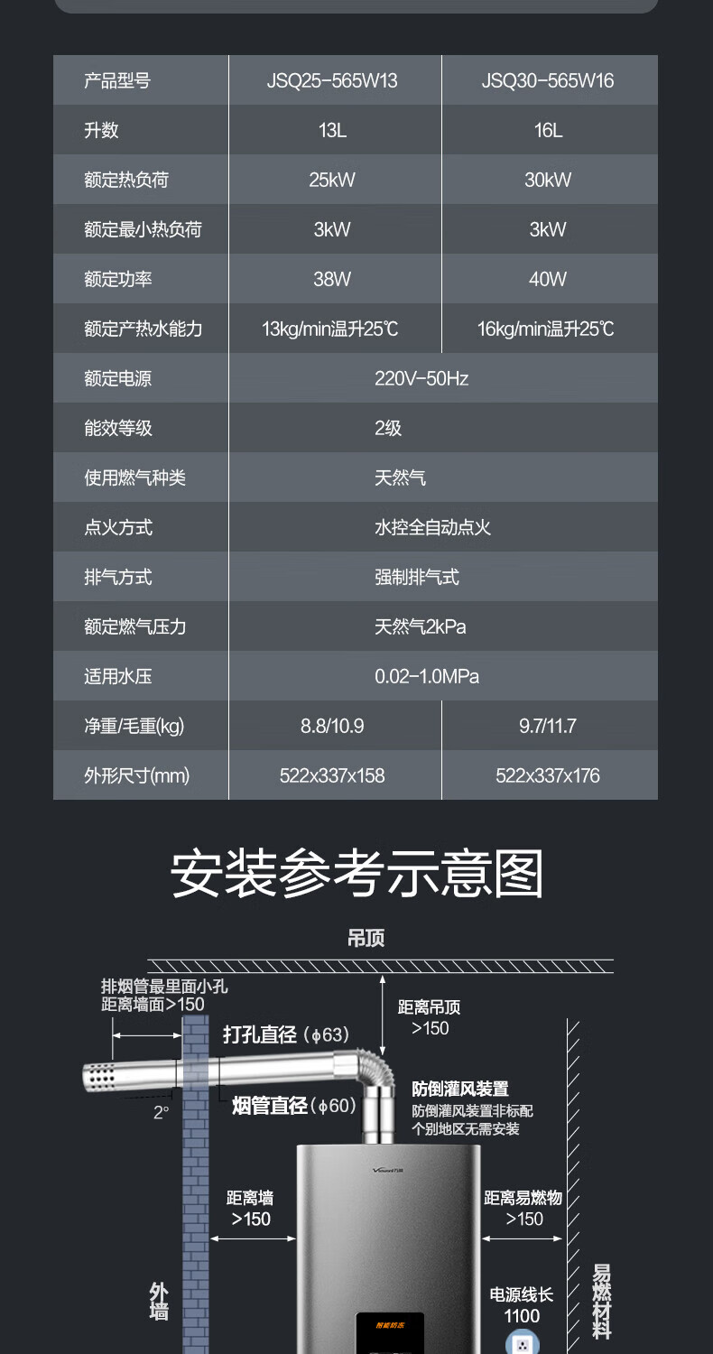 万和（Vanward）16升燃气热水器 家用天然气 WiFi智控 六重净浴健康洗 水气双调 精控恒温 【旗舰新升级】16L智控健康洗550J16 天然气