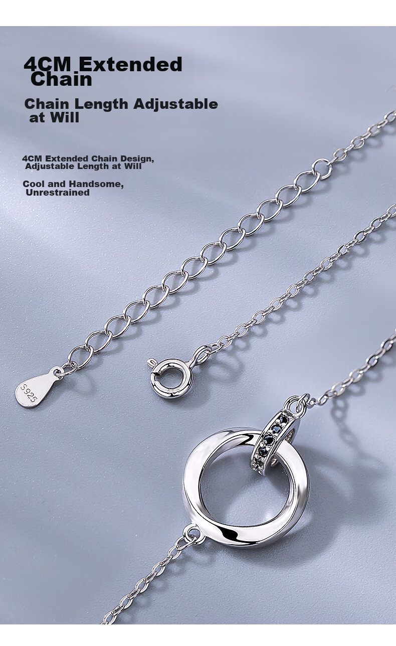 Серебряное колье Qlady Mobius для мужчин, подвеска из стерлингового серебра 925 пробы с фианитом, подарок на день рождения и Новый год