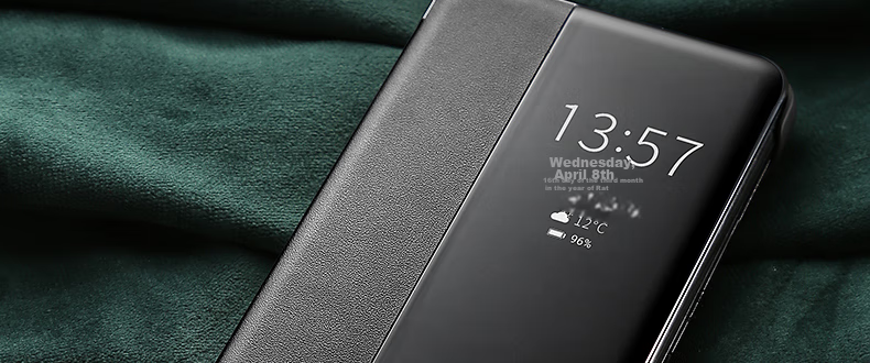 Чехол-книжка Ekakashop Smart View Flip Case для Huawei P40 Pro, защита от падений, бизнес-стиль, кожаный, черный