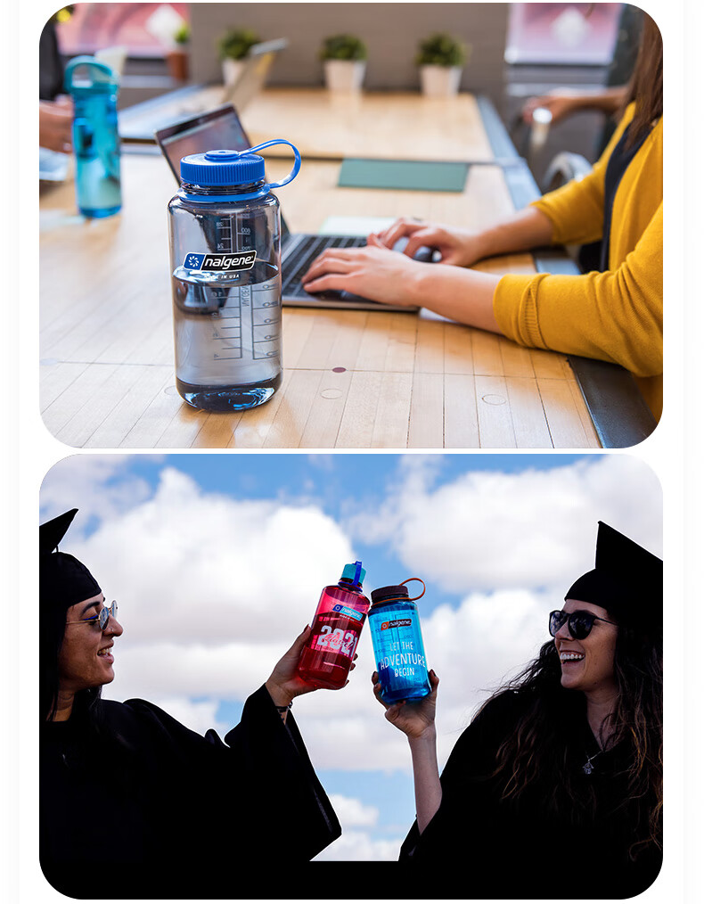 Бутылка для воды Nalgene, 1л, синяя, пластиковая, для спорта и фитнеса, с крышкой и ручкой