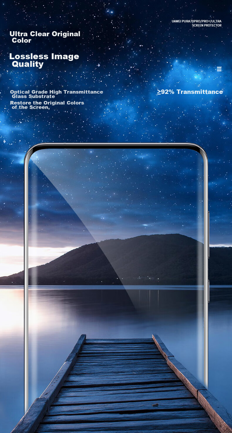 Защитное стекло LLUNC для Huawei Pura 70 Pro/Pro+, Full Coverage HD Ultra-Thin Shatterproof Anti-Fingerprint Protective Film