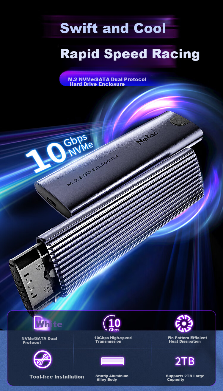 Внешний корпус Netac WH51 M.2 NVMe/SATA Type-C 3.2
