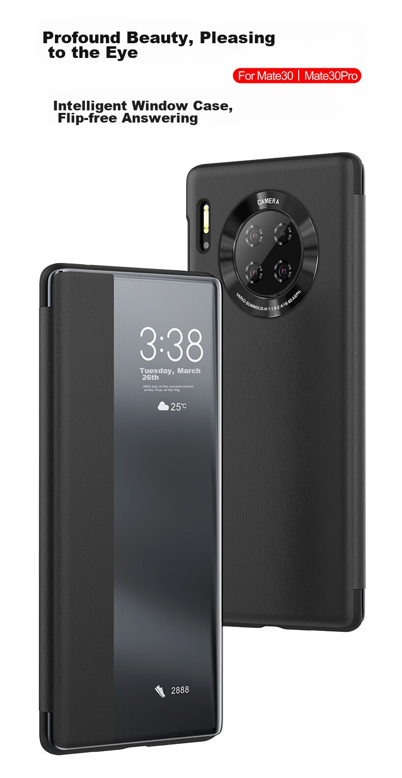 Чехол Eddga для Huawei Mate 30 Pro / Mate 30 Pro+, кожаный "Chuan Lian Jin Bao", с окном Smart View, защита от падений, без откидывания для ответа на звонки