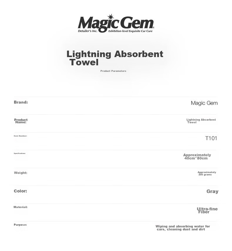 Автомобильное полотенце MAGIC GEM, впитывающее влагу, для мойки автомобиля, 40x80 см, серое