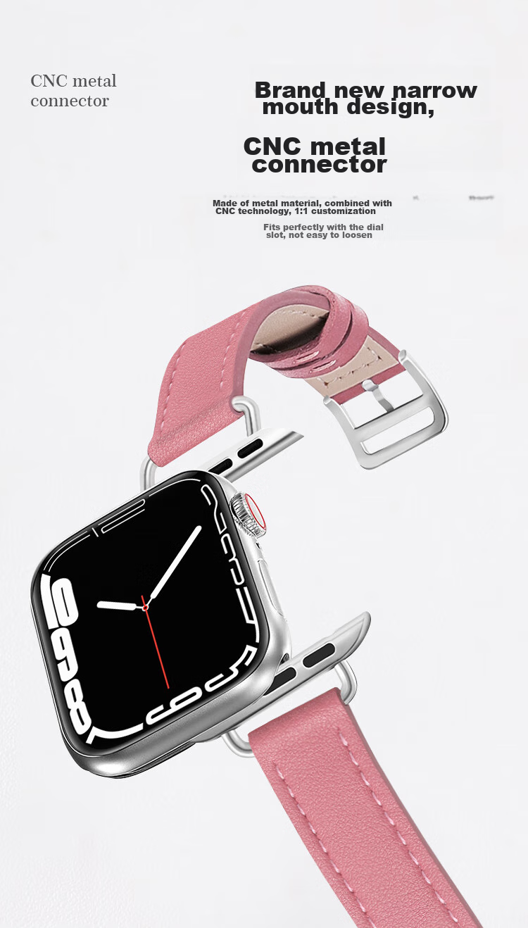 Ремешок MSSM для Apple Watch, натуральная кожа, женский, для моделей S11/ultra3/S10/9/8/SE3, розовый, 38/40/41 мм