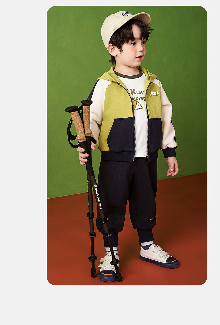 Детский спортивный костюм ASK JUNIOR, весна 2026, спортивная толстовка и брюки, двухпредметный комплект, зеленый, размер 90