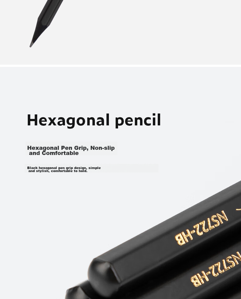 Карандаши чернографитные NUSIGN NS723-HB, набор 30 шт., шестигранный корпус, черный