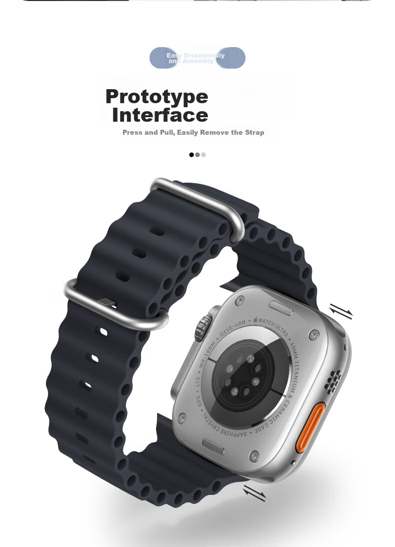 Ремешок Weiqiantu для Apple Watch Ultra 2/S9/S8 Ocean Band 7/6/SE2, спортивный силиконовый, 44/45/49мм, цвет полуночный