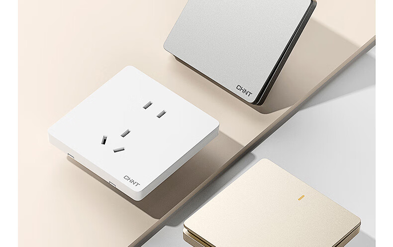 Настенный выключатель CHNT NEW6C, 2 клавиши, однополюсный, золотистый