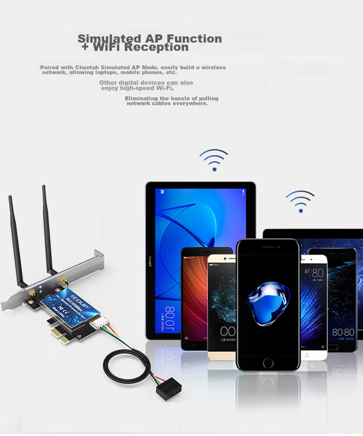 Wi-Fi Bluetooth 4.0 сетевая карта EDUP EP-9619, 600M Dual-Band PCI-E, беспроводной модуль для настольного компьютера