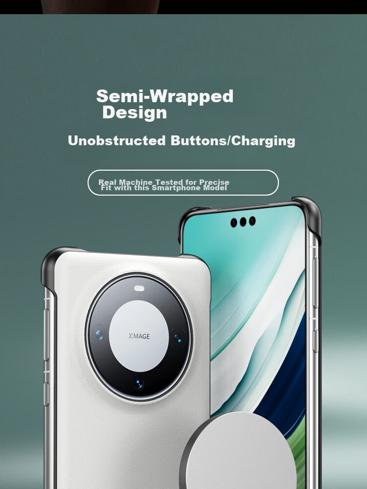 Чехол ESCAPE для Huawei Mate60Pro, магнитный, полузакрытый, противоударный, из кожи, черный