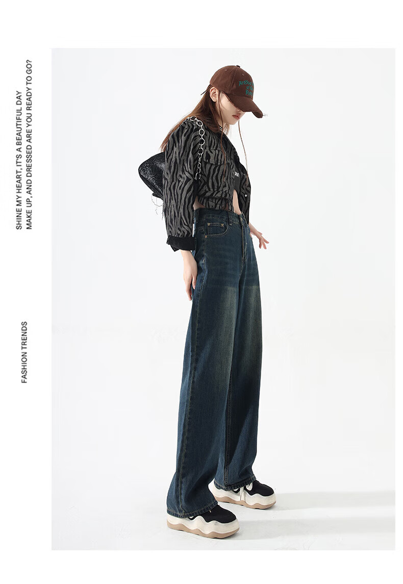 Женские джинсы Jeanswest, винтажный стиль, свободные, прямые, с высокой талией, длиной до пола, ностальгический синий, размер 2XL