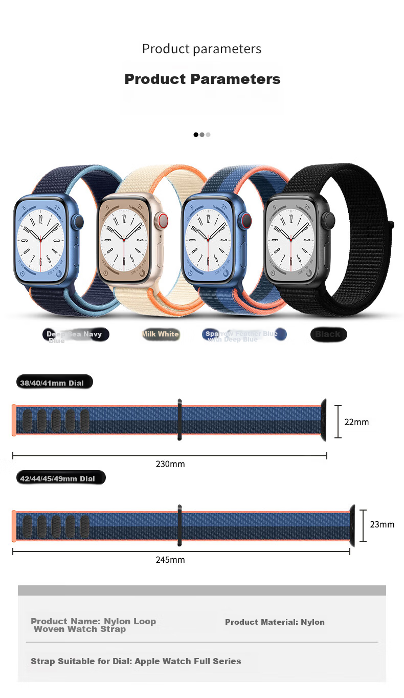 Ремешок BHO для Apple Watch, нейлоновый, спортивный, синий, для моделей S11/S10/S9/8/7/6/Ultra/SE3/2/1, размер 44/45/46/49мм