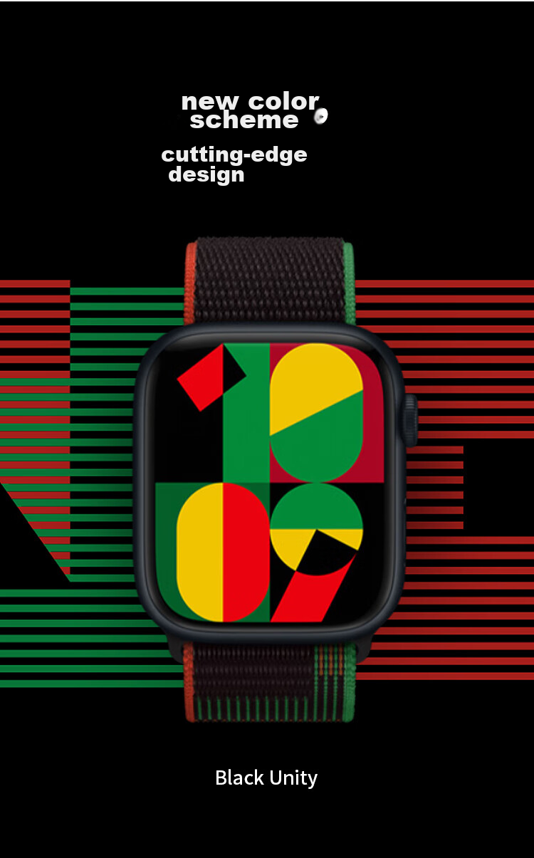 Ремешок MSSM для Apple Watch Series 11, Ultra 3/S10/9/SE3, Белый Радужный, 44/45/46/49MM, нейлоновый