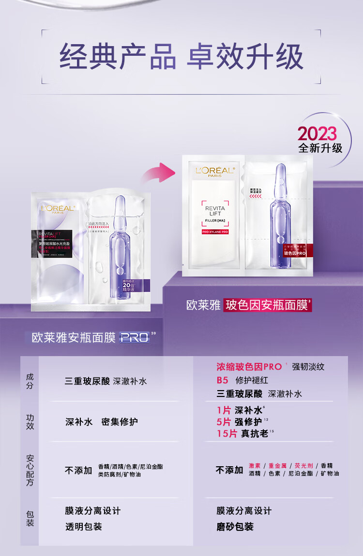 欧莱雅安瓶面膜 淡化细纹 玻尿酸补水保湿 护肤品 礼物送女友送闺蜜 【明星面膜】安瓶面膜15片