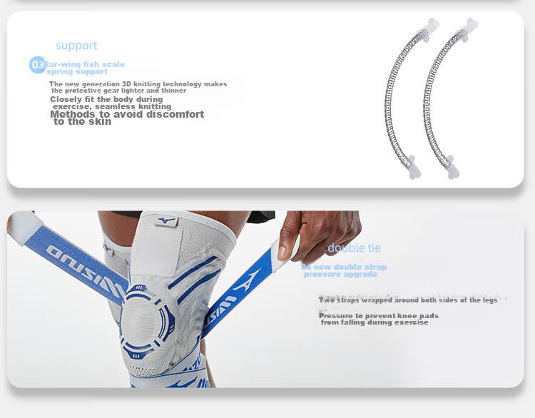 Наколенники MIZUNO для спорта, защиты от травм мениска, для мужчин и женщин, для баскетбола, бега, бадминтона, с амортизацией, 2 пары, синие