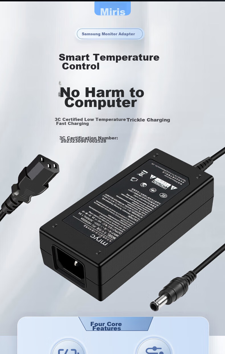 Адаптер питания mryc для мониторов Samsung, 14V3A, универсальный, для ЖК-экранов и ноутбуков, 6.5*4.0 мм