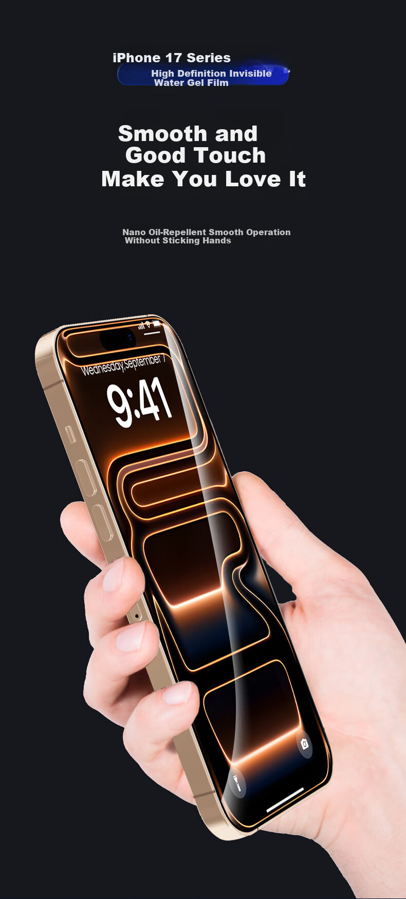 Защитная гидрогелевая пленка Smorss для Apple iPhone 17 Pro Max, полноэкранная, ультратонкая, с защитой от отпечатков пальцев и царапин
