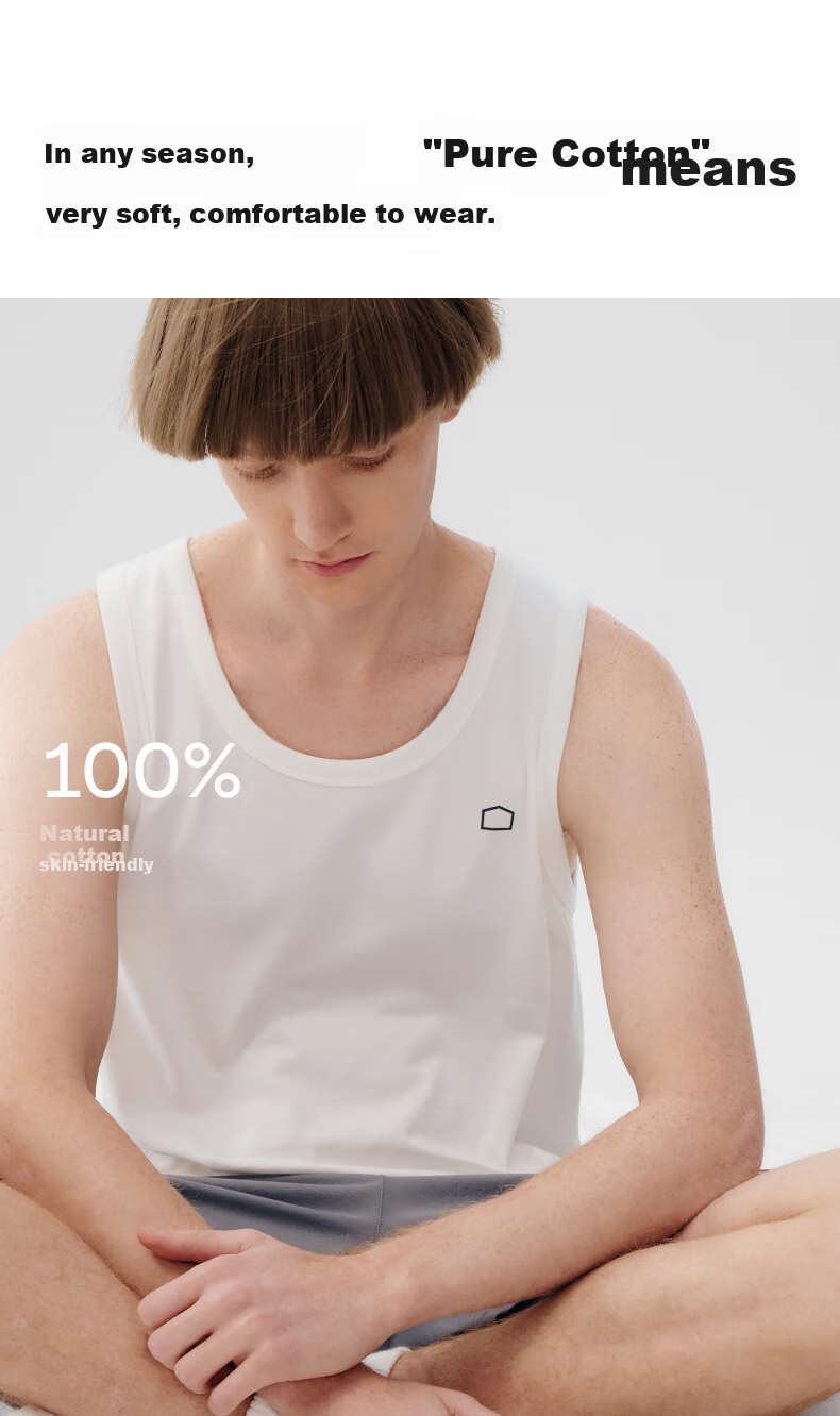 Мужская майка Bananain Cotton 301H, 100% хлопок, узкие плечи, бесшовная, для дома, весна-лето