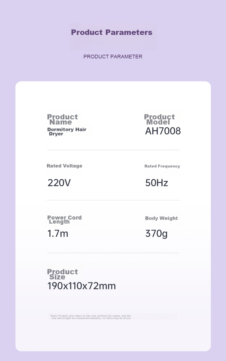 Фен AUX AH7008, 800 Вт, для студентов, портативный, мини, белый