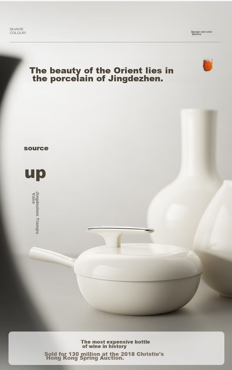 Сковорода Joyoung Wok, антипригарная, титаново-керамическая, без фтора, для дома, подходит для всех типов плит, 32 см