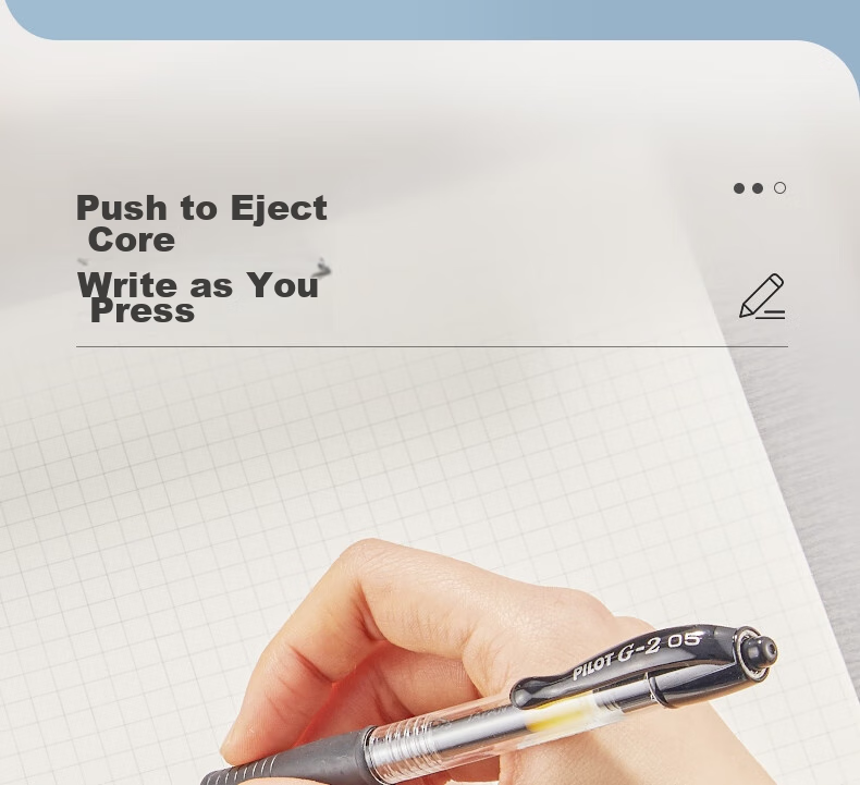 Гелевая ручка PILOT G-2 Gel Pen, черная, 0.7 мм, автоматическая, сменный стержень