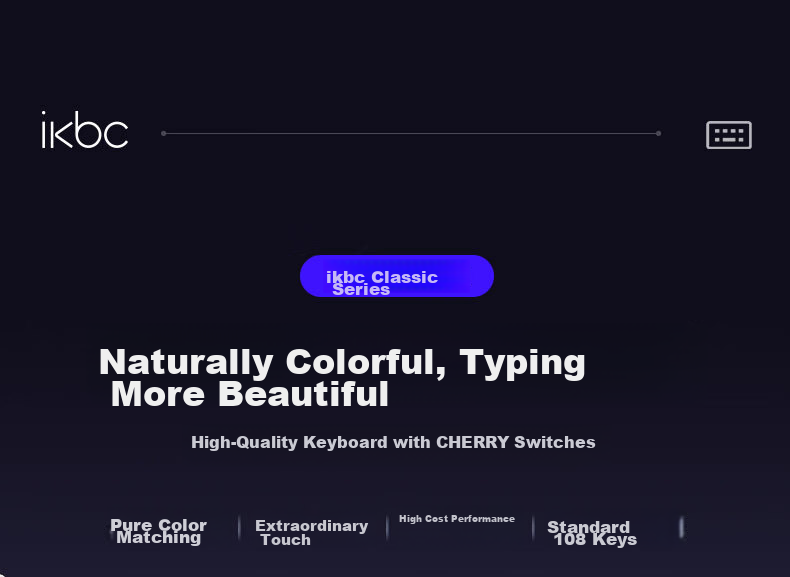Беспроводная механическая клавиатура ikbc W210, 108 клавиш, Cherry MX Brown, беспроводная, серая
