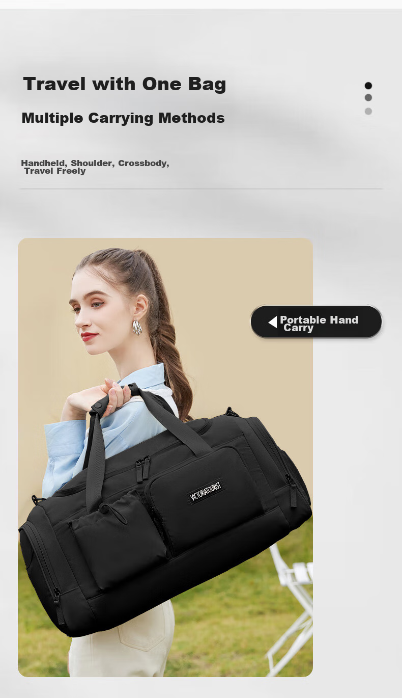 Дорожная сумка VICTORIATOURIST V7058, короткие поездки, деловой портфель, сумка для спортзала, разделение на сухое и влажное, большая вместимость